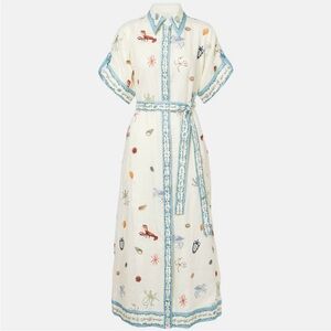 Alemais Cream Maxi Dress with Blue Details